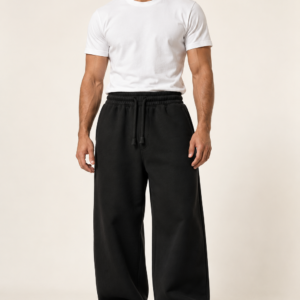 Black wide leg basic Sweatpants