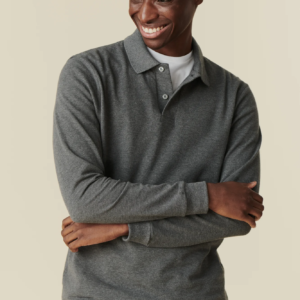 Basic Long sleeve Dark Grey Unisex Polo Shirt