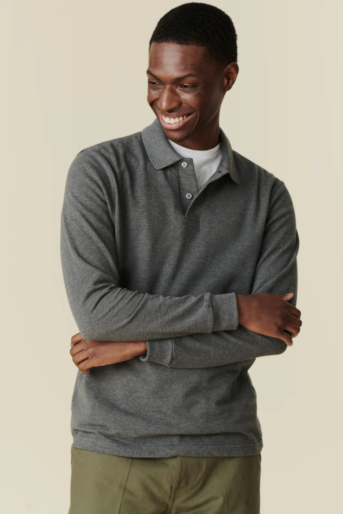 Basic Long sleeve Dark Grey Unisex Polo Shirt