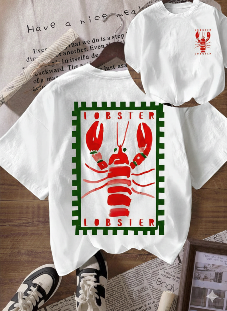 White Oversized Lobster unisex t-shirt