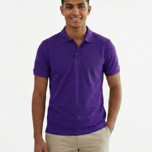 Basic Short Sleeve Purple Unisex Polo Shirt