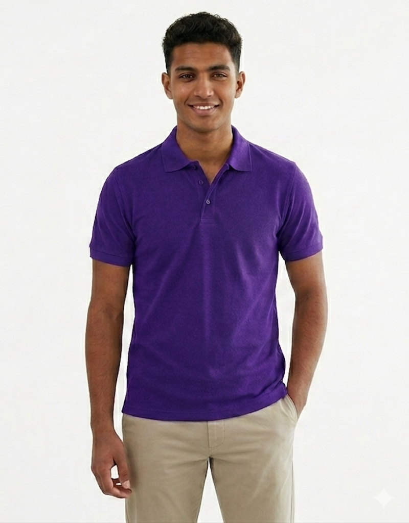 Basic Short Sleeve Purple Unisex Polo Shirt