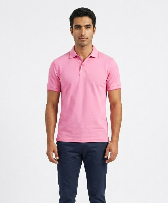 Basic Short Sleeve Pink Unisex Polo Shirt
