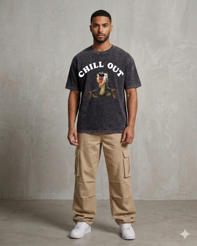 Washed Oversized Chillout Monkey unisex t-shirt