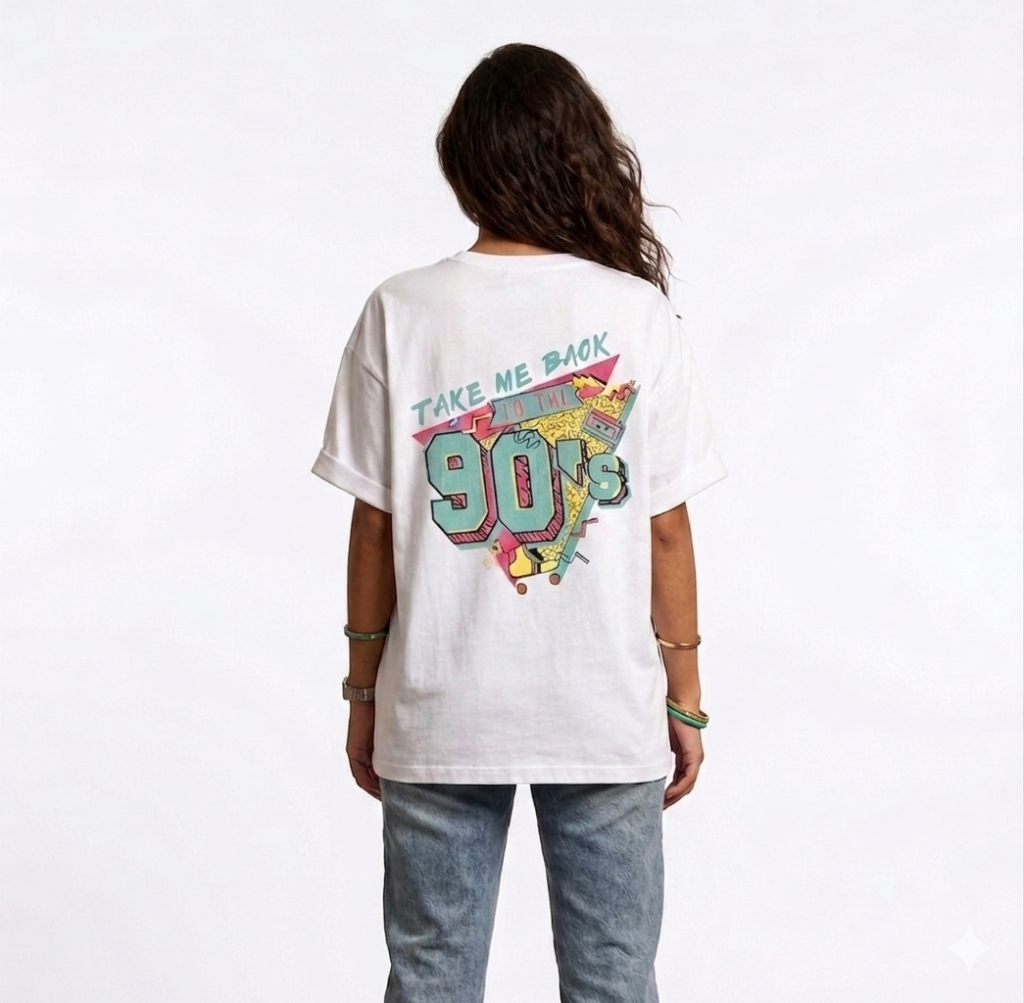 White Oversized Take me to 90's unisex t-shirt
