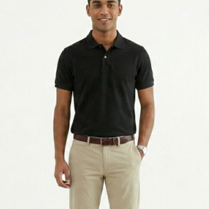 Basic Short Sleeve Black Unisex Polo Shirt