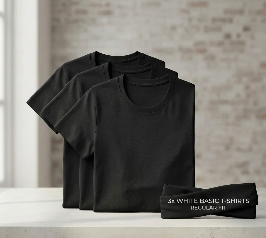 Pack of 3 Basic Black regular fit t-shirts - cotton