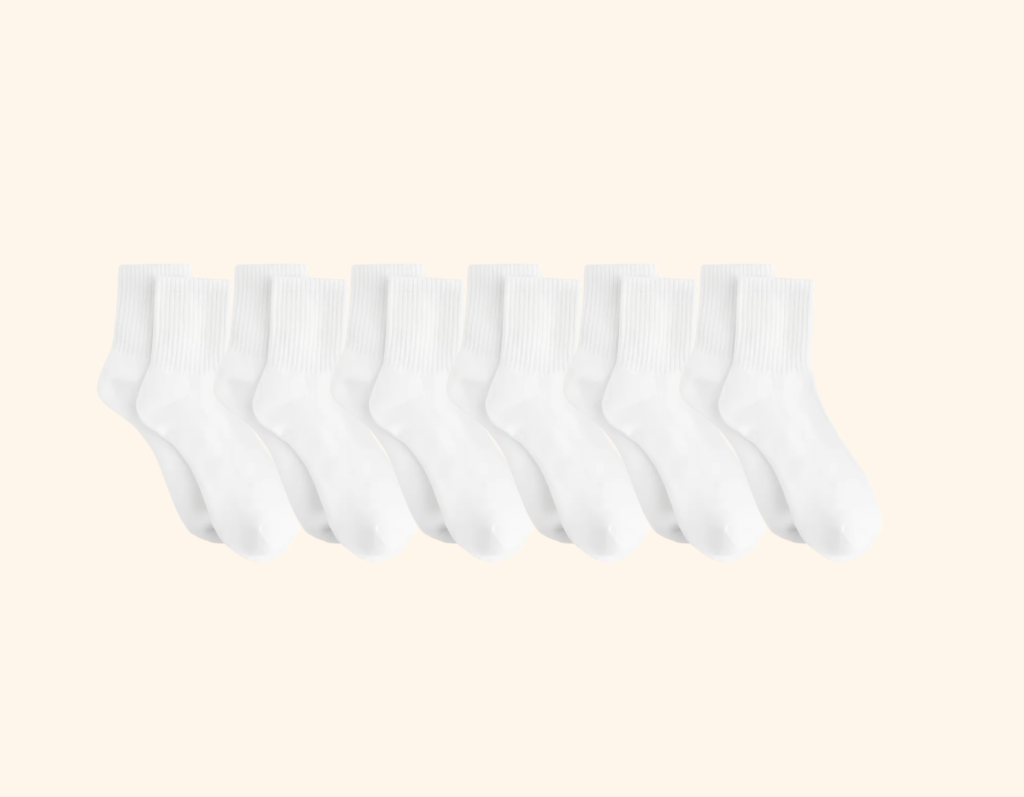 Pack Of 6 White Half Socks