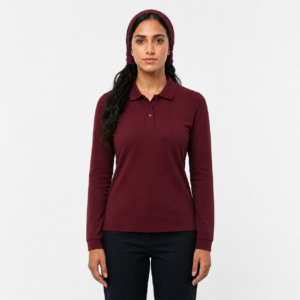 Basic Long sleeve Burgundy Unisex Polo Shirt