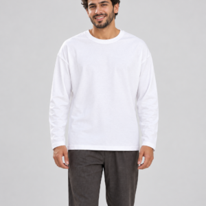 Basic Relaxed Long Sleeve White Under-Shirt